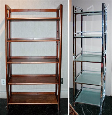 Lot 175 - Cherry Stained Five-Tier Folding Book Rack;...