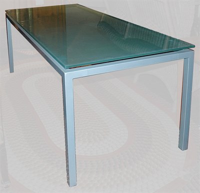 Lot 199 - Frosted Glass and Metal Executive Desk Height...