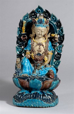 Lot 1191 - Chinese Fahua Glazed Porcelain Figure of a...