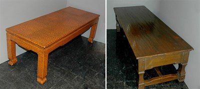Lot 234 - Asian Style Lacquered Faux Rattan Coffee Table;...