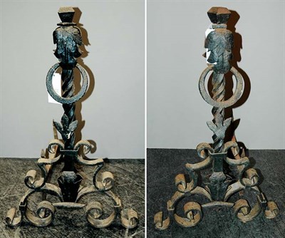 Lot 259 - Pair of Renaissance Revival Style Wrought Iron...