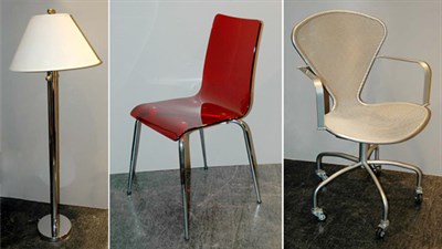 Lot 241 - Metal Office Chair; Together with a Red...