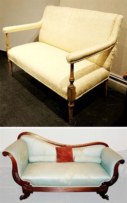 Lot 239 - Neoclassical Style Upholstered Fruitwood...