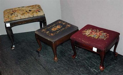 Lot 219 - Four Needlepoint Upholstered Mahogany Footstools
