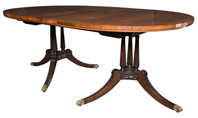 Lot 375 - Regency Style Brass Inlaid Walnut Oval...