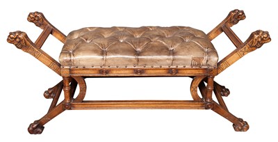Lot 373 - Aesthetic Movement Mahogany Tufted Leather...