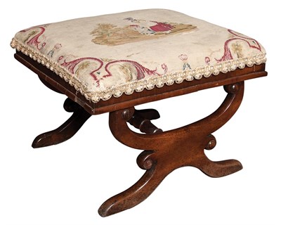 Lot 368 - Victorian Needlepoint Upholstered Walnut Stool...