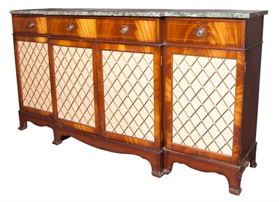 Lot 365 - Regency Style Marble Top Line Inlaid Mahogany...