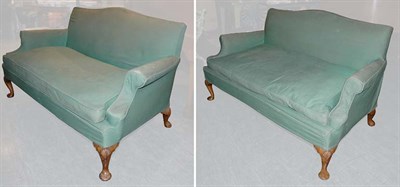 Lot 223 - Pair of Queen Anne Style Upholstered Walnut...