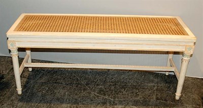 Lot 231 - Neoclassical Style Painted and Caned Bench...
