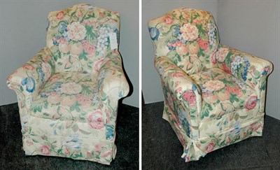 Lot 242 - Pair of Floral Upholstered Lounge Chairs