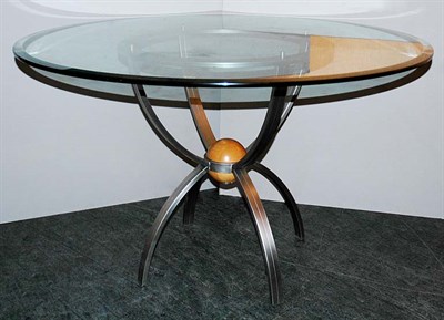 Lot 247 - Glass Top Metal Breakfast Table Height 29 1/4...
