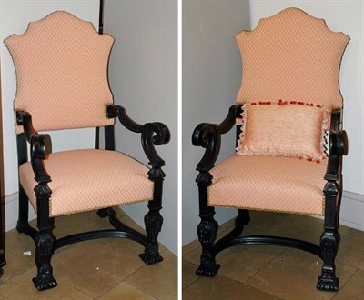 Lot 262 - Pair of Renaissance Revival Style Walnut...
