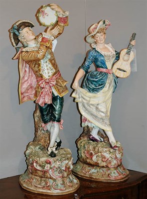 Lot 2498 - Pair of Continental Glazed Ceramic Figures...