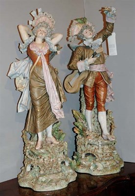 Lot 2499 - Pair of Continental Glazed Ceramic Figures...