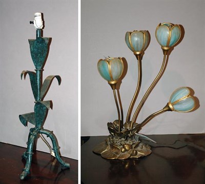 Lot 299 - Two Patinated-Metal Lamps