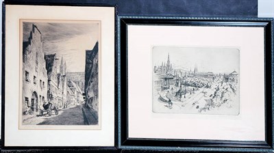 Lot 168 - Artist Unknown ROTHENBURG Drypoint, signed...
