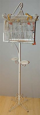 Lot 316 - Victorian Style Painted Metal Bird Cage on Stand