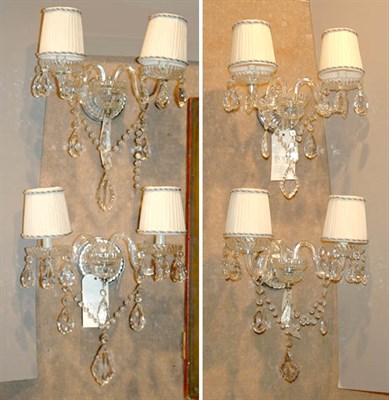 Lot 565 - Set of Four Baccarat Style Prismed Two-Light...