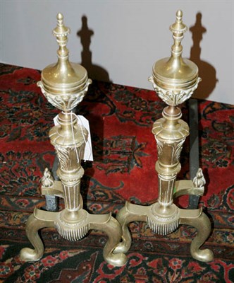 Lot 660 - Pair of Georgian Style Brass Andirons;...