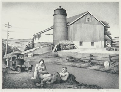 Lot 3372 - Benton M. Spruance LANDSCAPE WITH FIGURES...