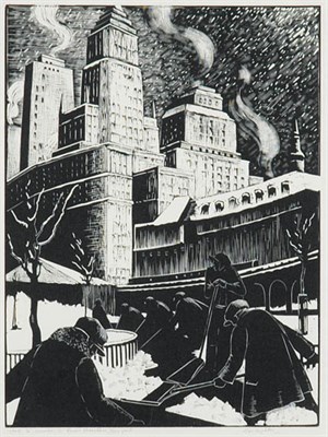 Lot 3352 - Clare Leighton SNOW SHOVELLERS, NEW YORK...