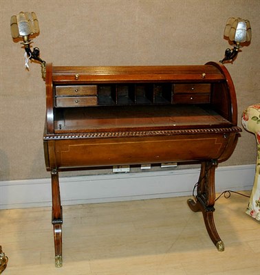 Lot 350 - Neoclassical Style Mahogany Cylinder Desk...