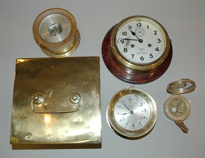 Lot 364 - Three Brass Ship's Clocks; Together with a...