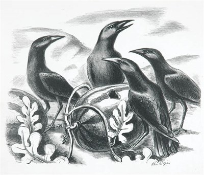 Lot 3333 - Otis Dozier CROWS IN A MELON PATCH Lithograph,...