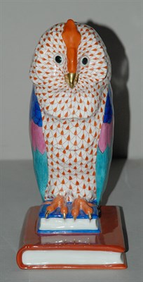 Lot 383 - Herend Porcelain Red Fishnet Figure of an Owl