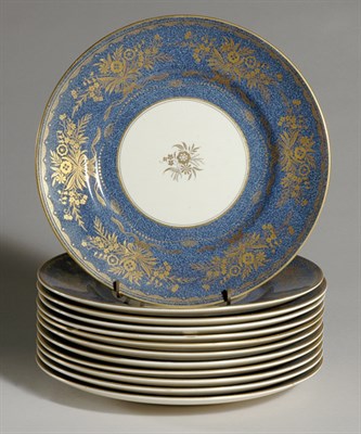 Lot 571 - Set of Twelve Mintons Gilt Decorated Blue...