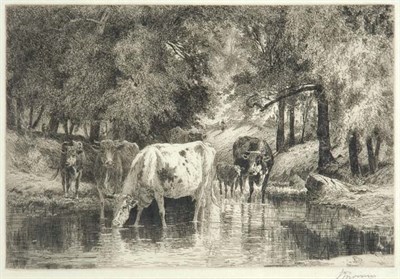 Lot 3359 - Peter Moran THE POOL; [COWS DRINKING FROM...