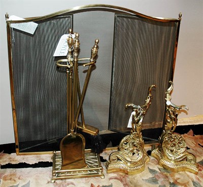 Lot 404 - Georgian Style Brass Fireplace Screen;...