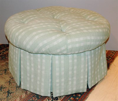 Lot 429 - Button Tufted Green Upholstered Ottoman Height...