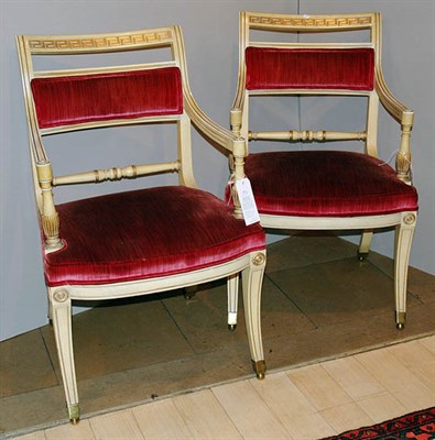 Lot 439 - Pair of Regency Style Painted Armchairs