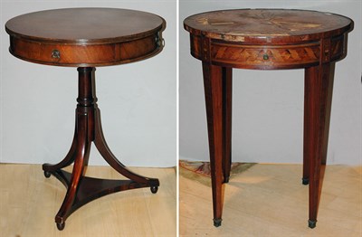 Lot 447 - Georgian Style Mahogany Drum Table; Together...