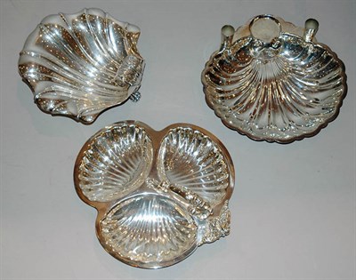 Lot 469 - Seven Silver Plated Shell-Form Dishes