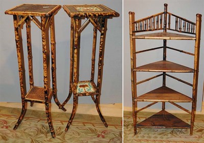 Lot 476 - Georgian Style Faux Bamboo Etagere; Together...