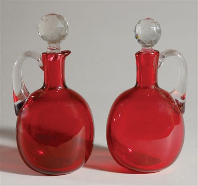 Lot 410 - Pair of Bohemian Style Hand Blown Ruby and...