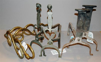 Lot 509 - Three Pairs of Andirons Including a pair of...