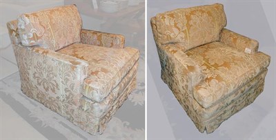 Lot 510 - Pair of Velvet Damask Upholstered Lounge Chairs