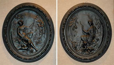 Lot 524 - Pair of Neoclassical Style Black Painted...
