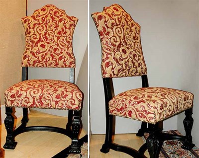 Lot 530 - Pair of Jacobean Style Upholstered Walnut Side...