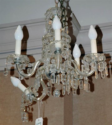 Lot 544 - Waterford Style Glass Five-Light Chandelier