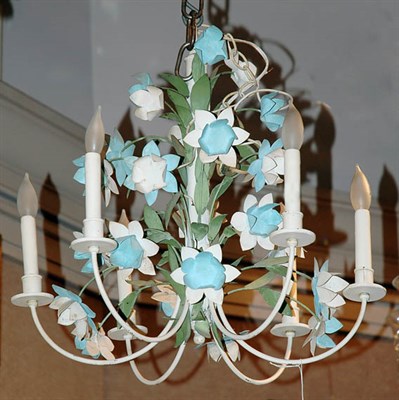 Lot 549 - Floral Decorated Polychrome Painted Metal...