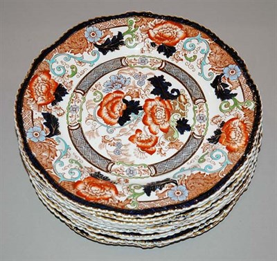 Lot 578 - Ten English Pottery Dinner Plates In the Imari...