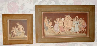 Lot 611 - Two Plaster Relief Pictures Classical subjects.