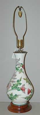Lot 614 - Floral Decorated Porcelain Vasiform Lamp