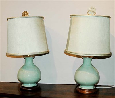Lot 653 - Pair of Asian Style Porcelain Vasiform Lamps...