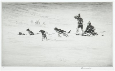 Lot 3382 - Levon West BLIZZARD COMING Drypoint, signed...